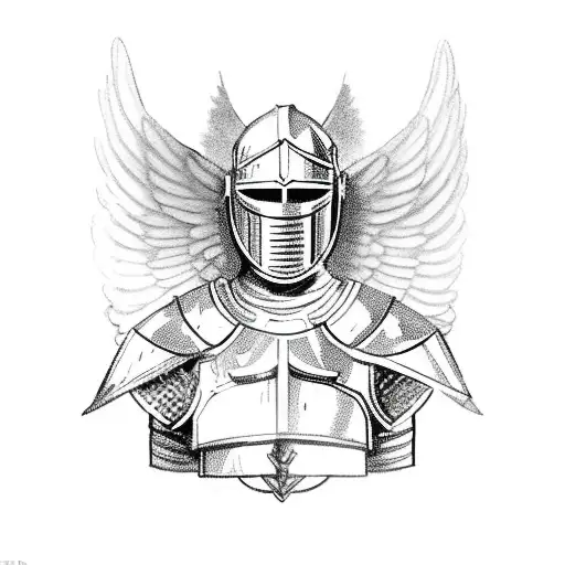 Knight Armor With Angel Wings And Light Above Him