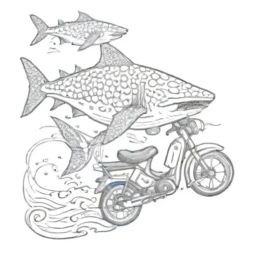Whale Shark Chasing Turtle Riding A Moped