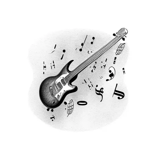 Guitar With Music Notes A Lamb Brand