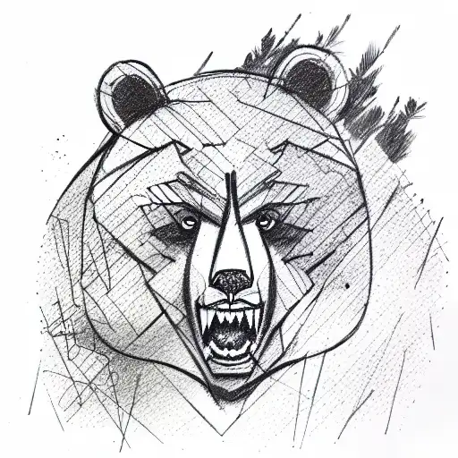 Angry Bear In Forest