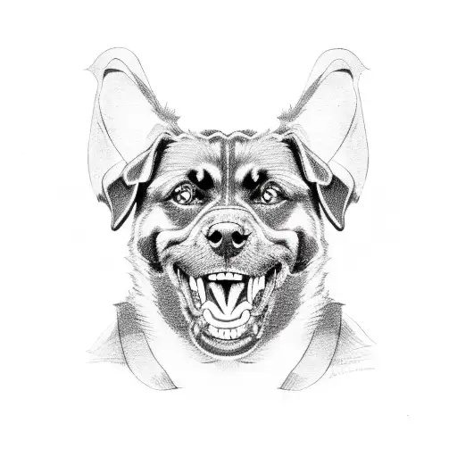 Rottweiler Head Open Mouth Tongue Out