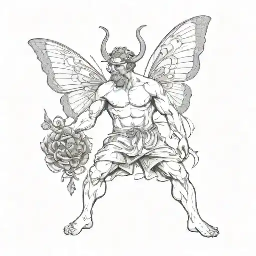 A Greek God Of Boxing Holding A Butterfly And A Bee In Each Hand