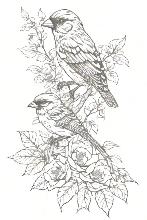 Sparrow Bird Holding Flowers
