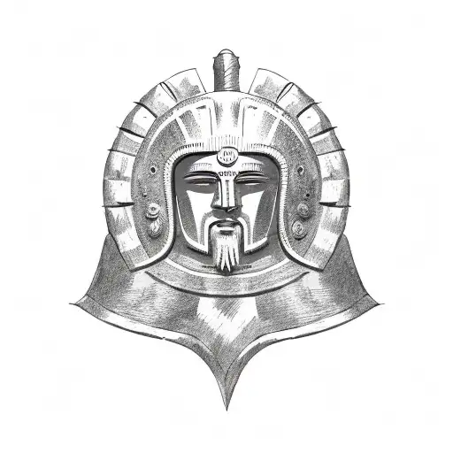 Ancient Greek Spartan Warrior Helmet With A French Flag Crest