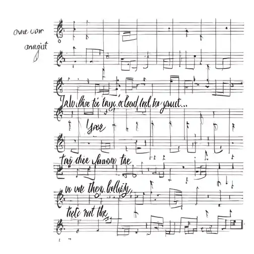 A Sketch Of A Musical Staff With A Quote From A Favorite Song Incorporated Into The Lines