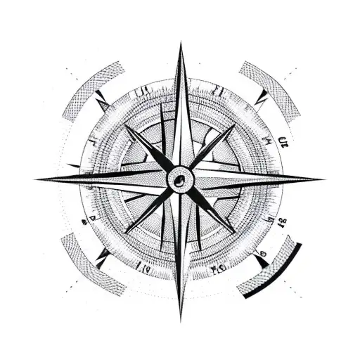 Alps Silhouette Inside A Compass Showing West