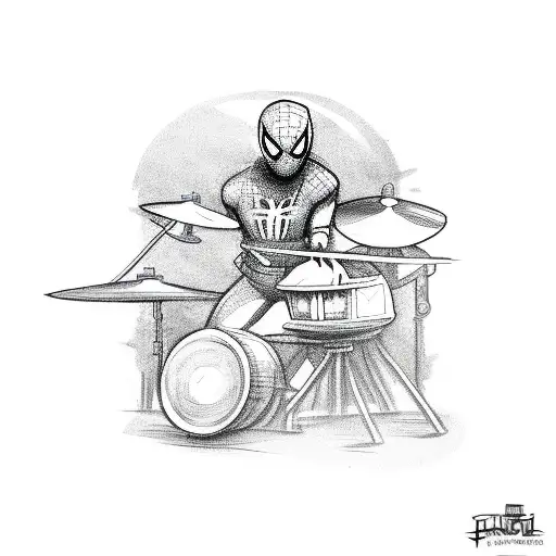 Spider-man Playing Drums In A Gaming-themed Background