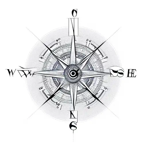 Clock Or Compass With Wings And In Background Some Geometric Design To Match