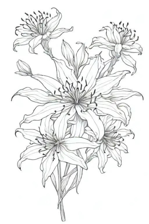 Spider Lilies Blooming Flower Surrounded