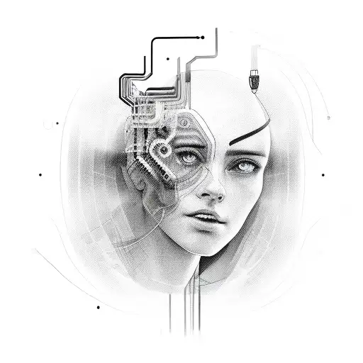 A Portrait Of Matue With A Computer Circuitry Background