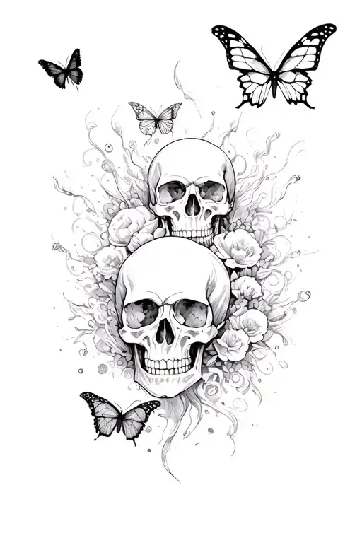 Skulls And Butterflies Exploding
