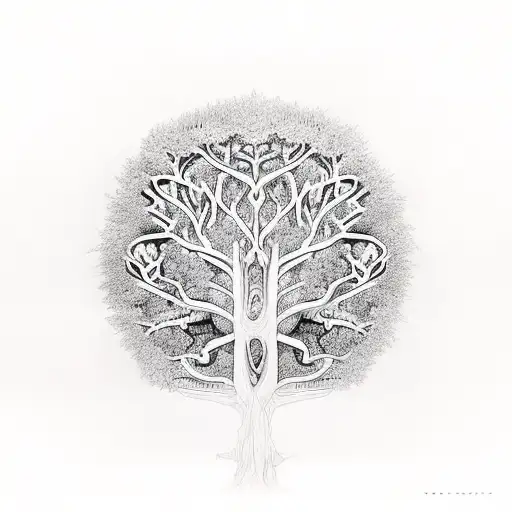 A Tree Of Life With Intricate Symbols Representing Different Aspects Of Nature