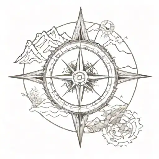 A Compass And Mountains