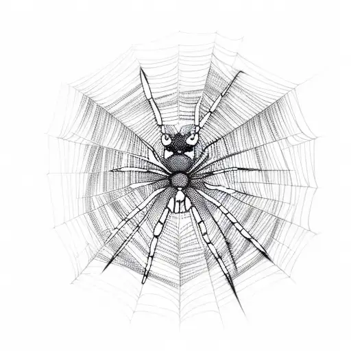 A Spider Web With Asymmetrical Lines And With Eyes