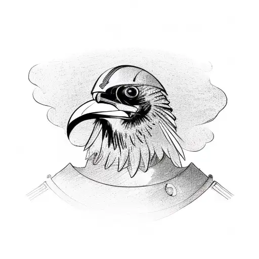 A Mechanical Raven Perched On A Soldier's Helmet