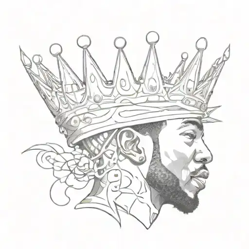 Design A Tattoo Of Meek Mill's Face With A Crown And A Quote Saying 'Get Up'