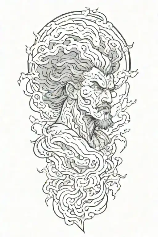 Zues In A Lightning Storm Cloud