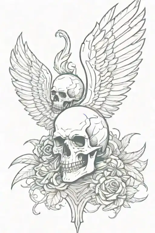 Skull With Wings Military Dog Tag