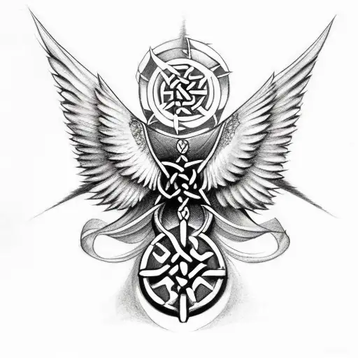 Celtic Cross Transformed Into Wings