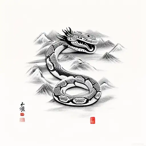 Chinese Culture With Ancient Snake
