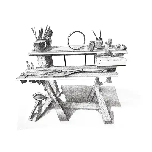Abstract Sketch Of A Leather Smith's Workbench
