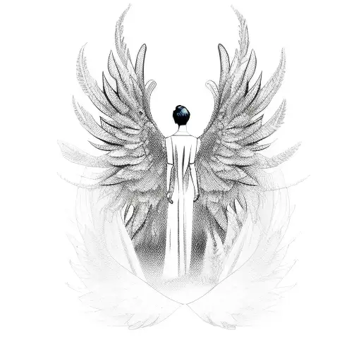 Model Silhouette With Intricate Angel Wings