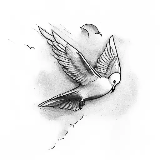 Half Broken Heart Leading To A Dove Flying Into The Sky