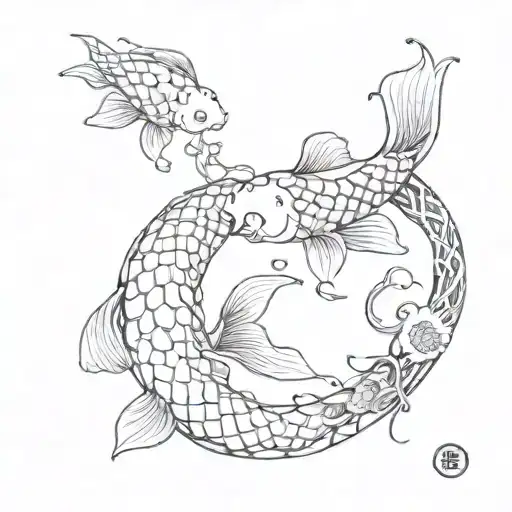 Koi Fish Yin Yang With Vines