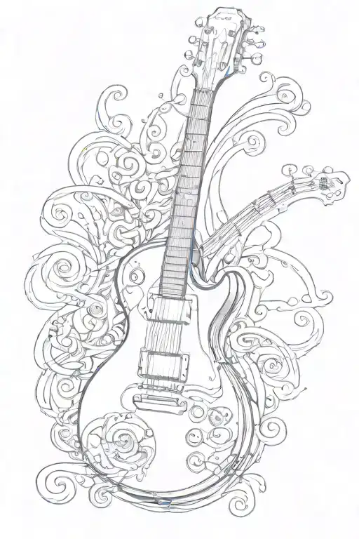 Guitar Les Paul Merging With Treble Clef