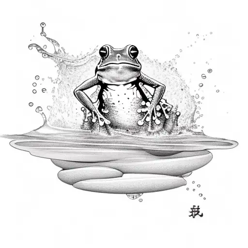 A Frog Leaping Off A Lily Pad Surrounded By Swirling Water