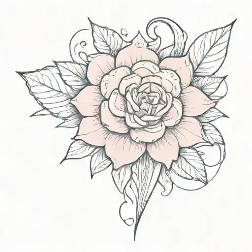 Thin Line Tattoo With Pink Shading