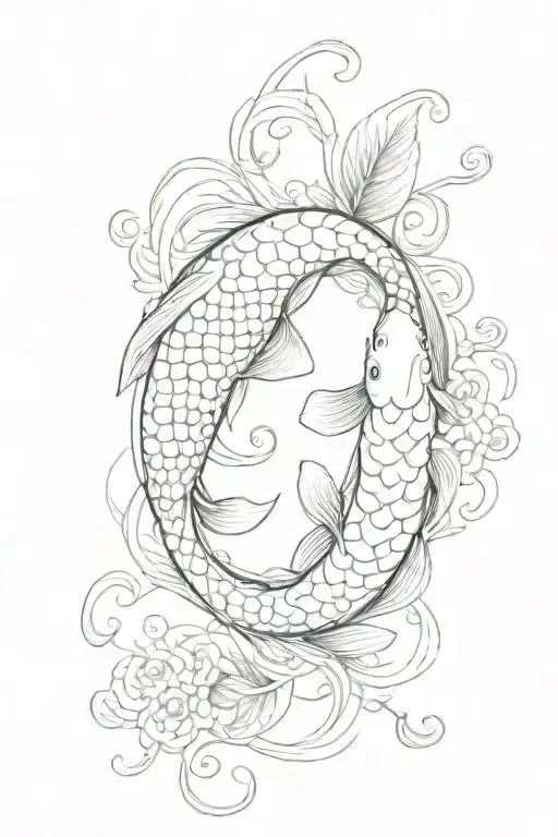Koi Fish Yin Yang With Vines