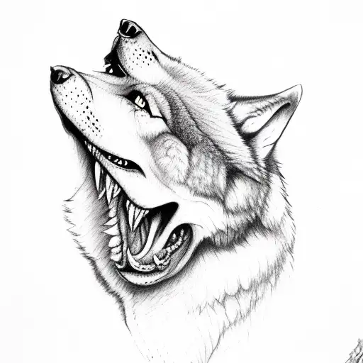 Wolf Snarling Coming Out Of The Darkness