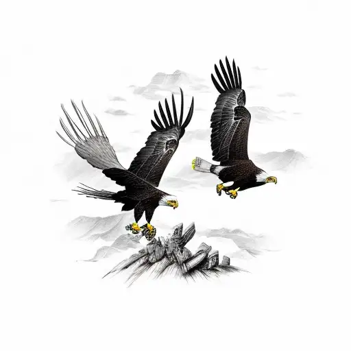 American Bald Eagle Fighting A Andean Condor Their Talons Together