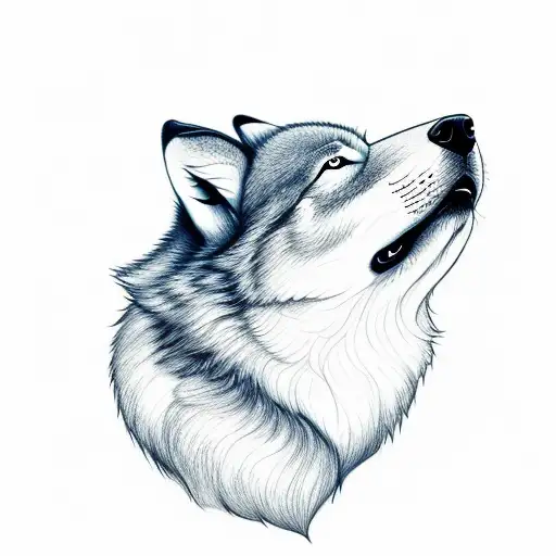 A Sideview Full Bodied Wolf Dog Made Of Clouds