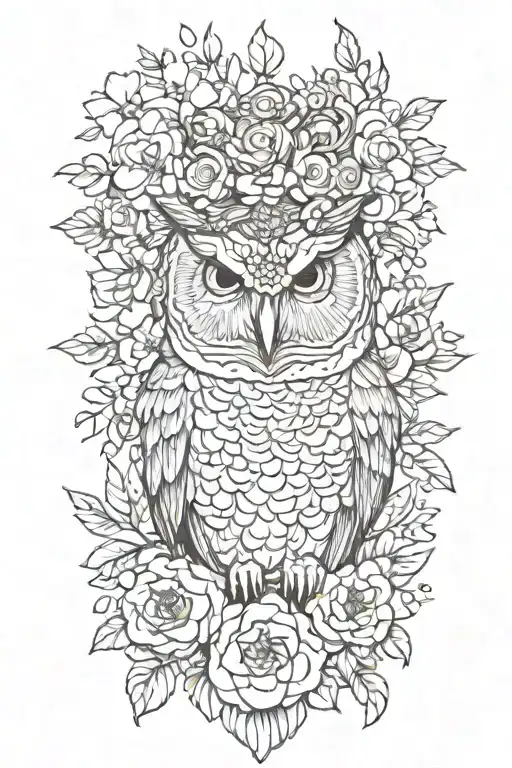 Delicate Owl Wearing Flower Crown