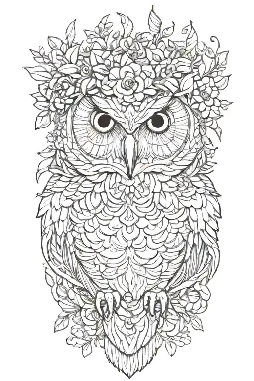 Owl Wearing Wildflower Crown