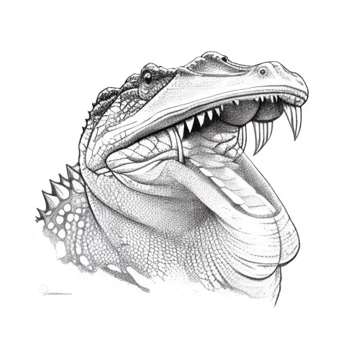 Profile Of A Caiman With Half A Head Coming Out Of The Water