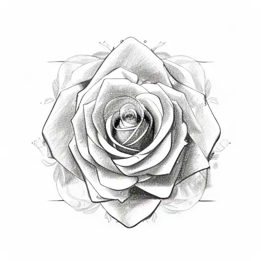 A Sketch-style Illustration Of A Rose Bouquet In A Circular Frame