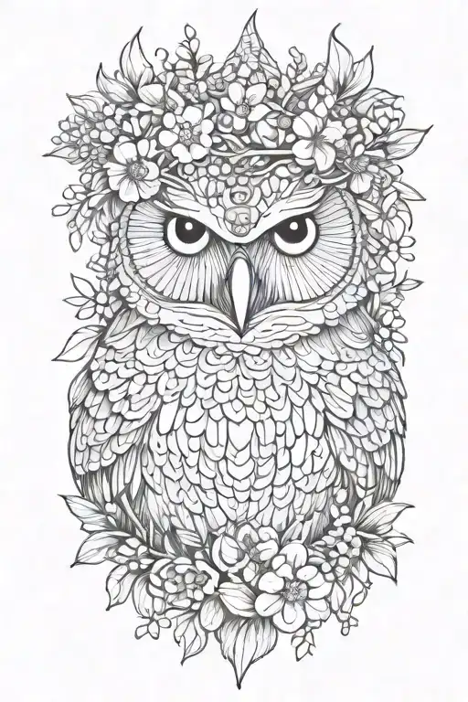 Owl Wearing Wildflower Crown
