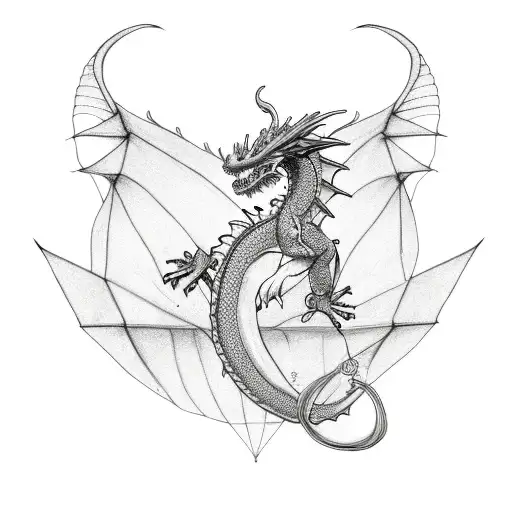 Simple Feminine Dragon With Mother And Baby Dragon