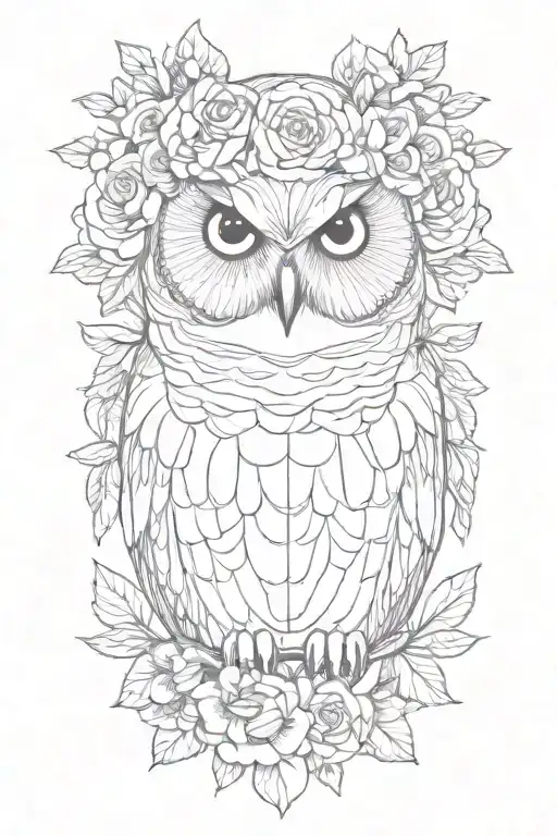 Delicate Owl Wearing Flower Crown