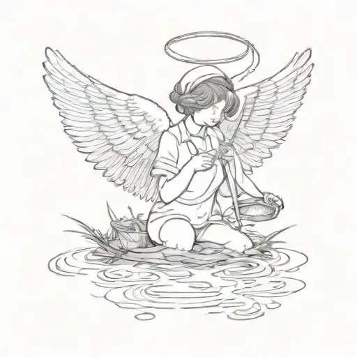 A Nurse Wearing Angel Wings While Fishing At Twin Ponds