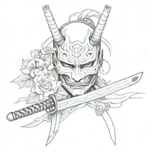 Hanya Mask And Sakurai Katana