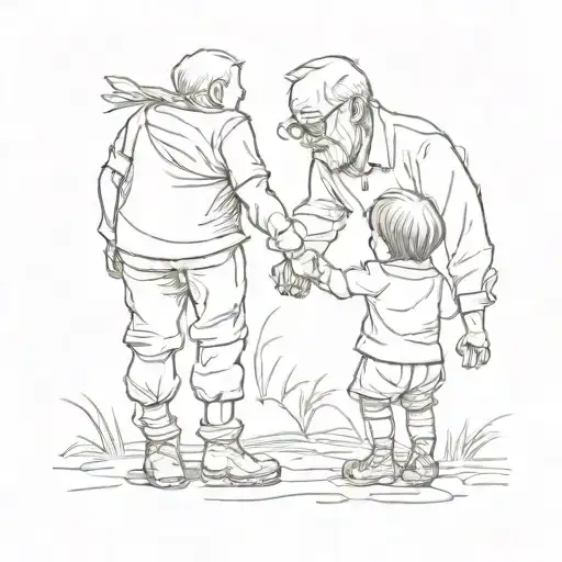 Grandad And Grandson Holding Hands