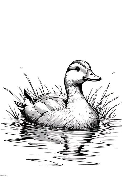 A Duck Swimming And You Can See His Feet Paddling Like Crazy