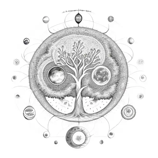 Tree Of Life Real Tree Turning Into Kabbalah Tree Of Life With Planets And Sun And Moon