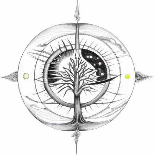 Tree Of Life Real Tree Turning Into Kabbalah Tree Of Life With Planets And Sun And Moon