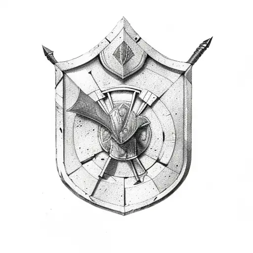 Ancient Spartan Side Profile Shield And Spear