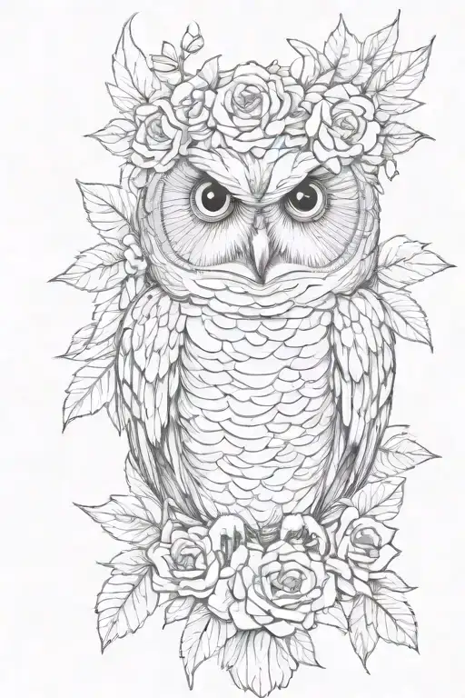 Owl Wearing Flower Crown